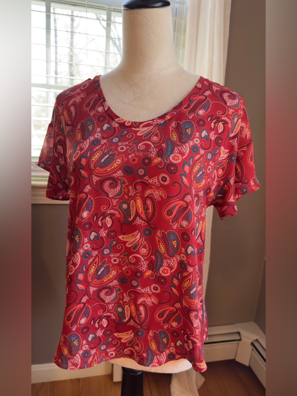 LOFT Red Paisley Short-Sleeve Tee